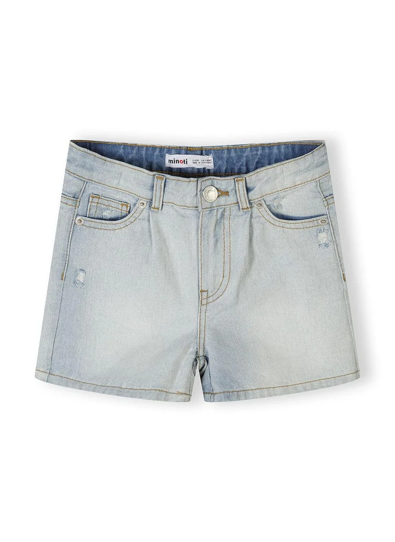 MINOTI Girls 2-pack high waist blue denim shorts adjustable belt loops